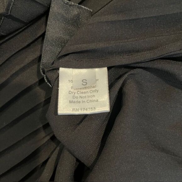 TOME Black Satin Cross Front Pleated Dress Elastic Stretch Waist Open Back Small - Picture 10 of 15